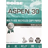 Boise Aspen 30 Copy Paper, White, 92 Bright, Recycled, 500 Sheets