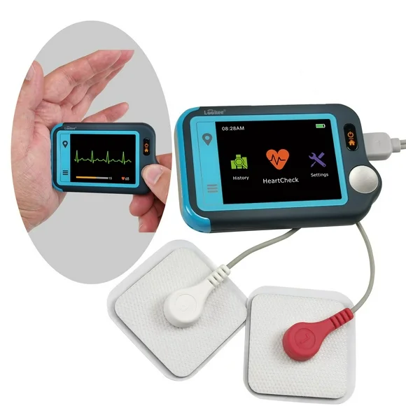 LOOKEE Personal ECG / EKG Heart Monitor | Color Touch Screen | Cable or Cable Free Recording in 30s/60s/5Min | Helps Detect Heart Abnormalities On The Go | Free App and PC Softwar