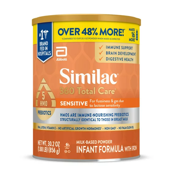 Similac 360 Total Care Sensitive Infant Formula Powder, 30.2-oz Can