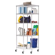 HSS 27"Dx27"Wx75"H, 5-Tier Wire Shelving Corner Rack Corner with 3" Casters, Chrome
