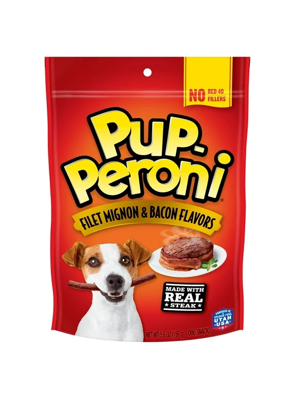 Pup-Peroni Filet Mignon & Bacon Flavors Dog Snacks, 5.6-Ounce Bag