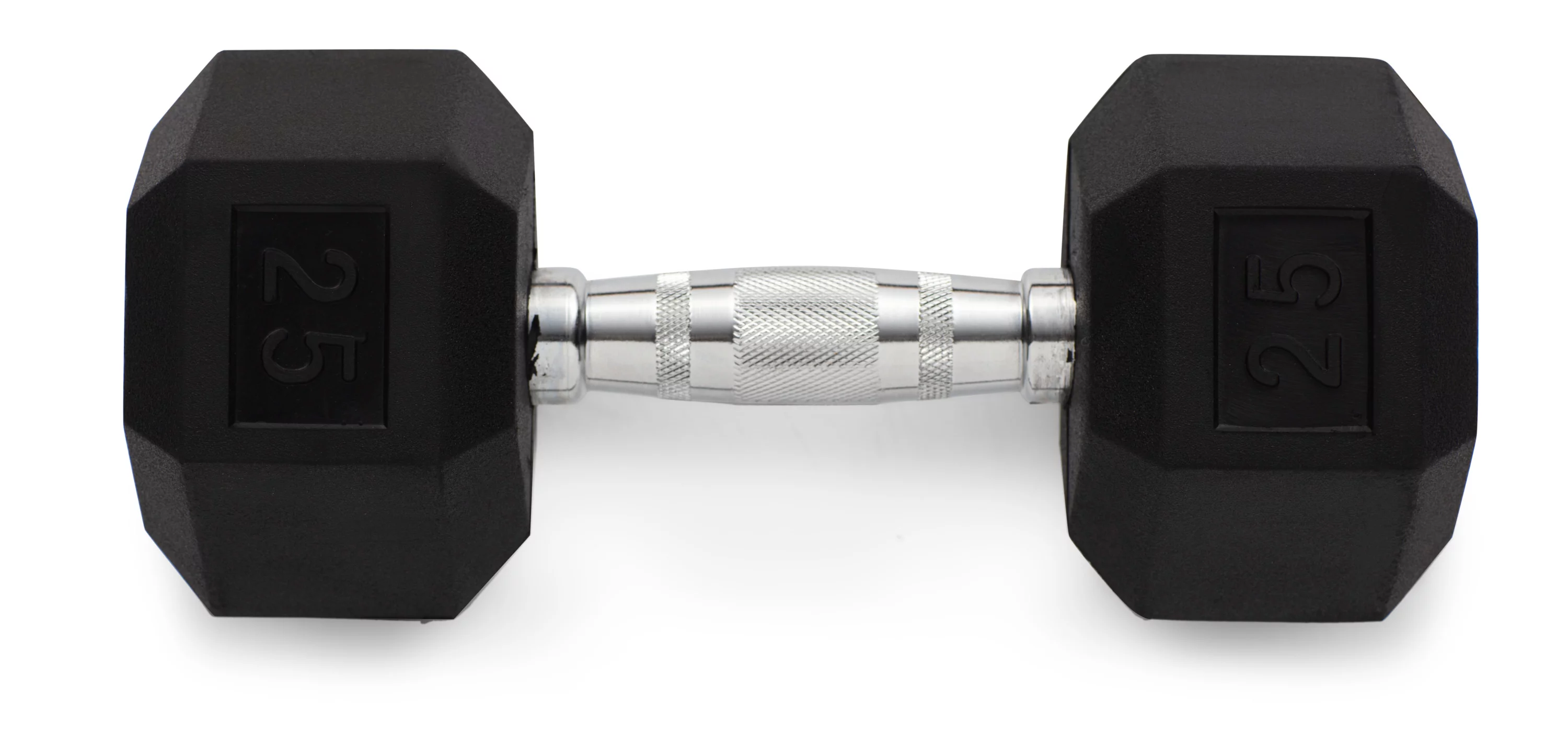Weider Rubber Hex Dumbbell with Chrome Handle and Knurled Grip, 5-115 lbs