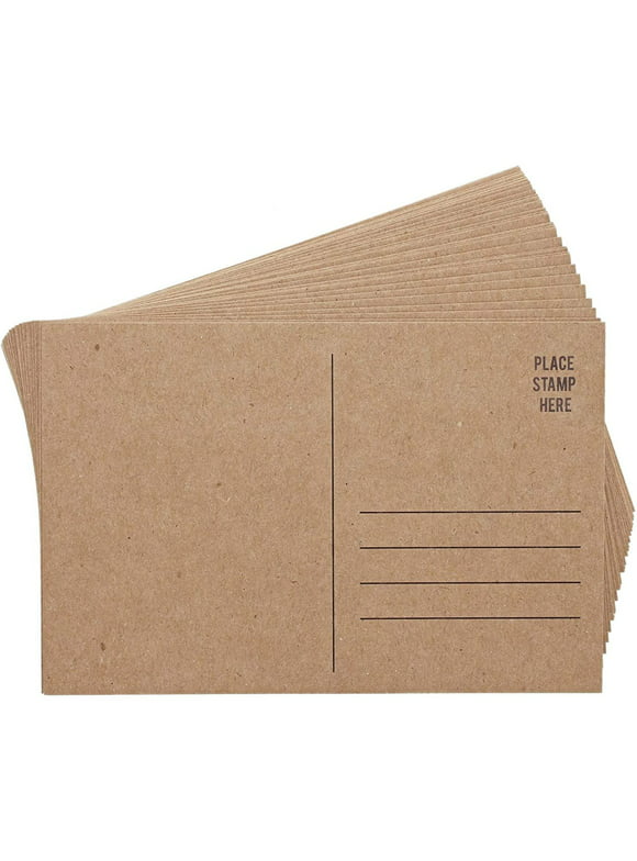 100 Pack Bulk Kraft Paper Blank Postcards for Mailing, Wedding, DIY Arts and Crafts, 350gsm, 4 x 6 in