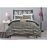 Latitude Gold Glitter Stripe and Polka Dot Bed-in-a-Bag Bedding Set