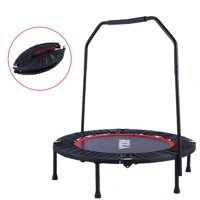KEKA 40" Exercise Mini Trampoline Foldable Fitness Workout Re-bounde Jumping Fun Sports Trampoline with Adjustable Handle for Two Kids, Parent-Child Indoor/Garden KI2O
