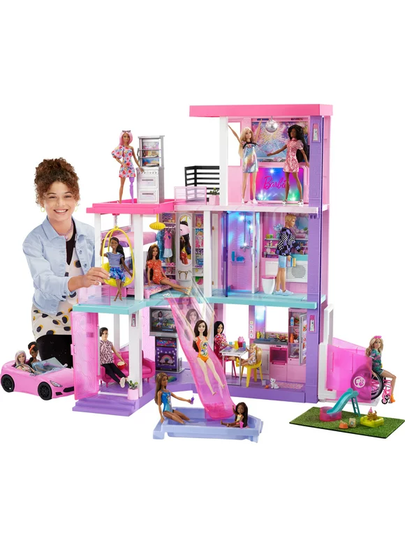 Barbie Deluxe Special Edition 60th DreamHouse Dollhouse with 2 Dolls, Car & 100+ Pieces