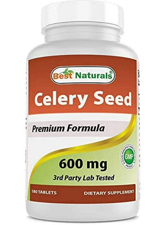 Best Naturals Celery Seed .. .. 600 Mg Tablet, .. 180 .. Count (817716014401) ..