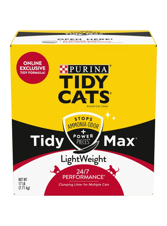 Purina Tidy Cats LightWeight, Scoopable Clumping Cat Litter, Tidy Max 24/7 Performance Formula, 17 lb. Box