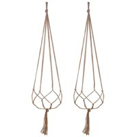 2PCS 47 Inches Plant Flower Hanger Macrame Jute for Indoor Outdoor Ceiling Deck Balcony Round and Square Pots