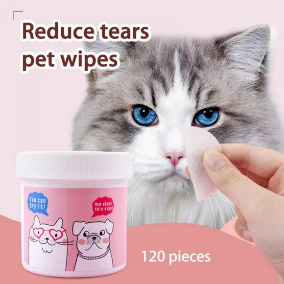 120 Pcs/Bottle Grooming Pet Round White Wipes for Dogs Cats Other Pets to The Tears Stains Diameter 5Cm/1.96"