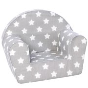 DELSIT Toddler Chair & Kids Armchair - European Made Premium Design - Perfect Reading Chair for Kids - Lightweight Playroom Decor (Gray with Stars)