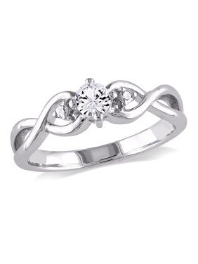 1/3 Carat T.G.W. Created White Sapphire and Diamond-Accent Sterling Silver Infinity Promise Ring