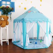 Kids Indoor/Outdoor Princess Tent Fairy Castle Perfect Hexagon Large Playhouse Toys for Girls Boys Children Toddlers Gift/Present(Blue)