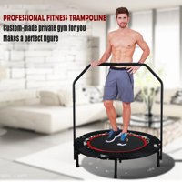 Fitness Trampoline 40" Mini Foldable Re-bounder Trampoline with Adjustable Handrail LEANO