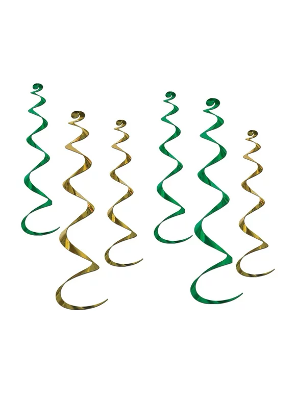 Twirly Whirlys 4-24" & 2-36" Assorted Green & Gold - 6 Pack (6 Per Package)