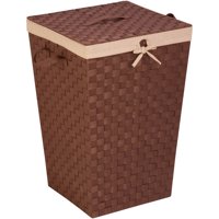 Honey-Can-Do Woven Strap with Liner and Lid Laundry Hamper, Java Brown
