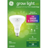 GE Grow Light 9-Watt BR30 LED Light Bulb, Balanced Light Spectrum for Seeds and Greens, Medium Base, Single Bulb