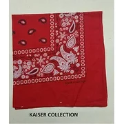 LWS LA Wholesale Store  12, 1 Dozen 100% Cotton Paisley Bandana Red Double Sided Kaiser Collection