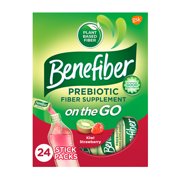 Benefiber On The Go Prebiotic Fiber Powder for Digestive Health, Kiwi Strawberry Flavor Powder Stick Packs - 24 Sticks (5.28 Ounces)
