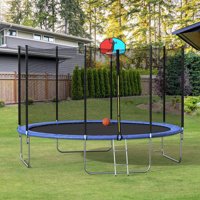 EUROCO 12' Trampoline with Basketball Hoop and Enclosure, Blue