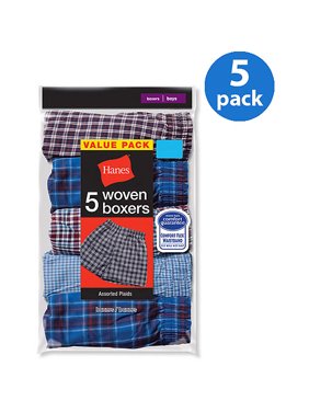 Yana Boys Underwear, 5 Pack Woven Boxers Sizes 6/8 - 18/20