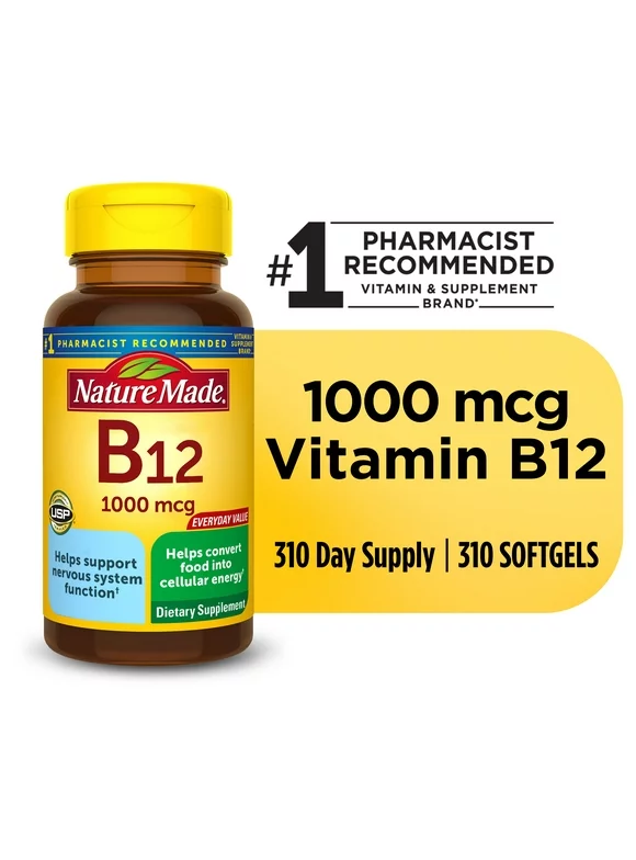 Nature Made Vitamin B12 1000 mcg Softgels, Dietary Supplement, 310 Count