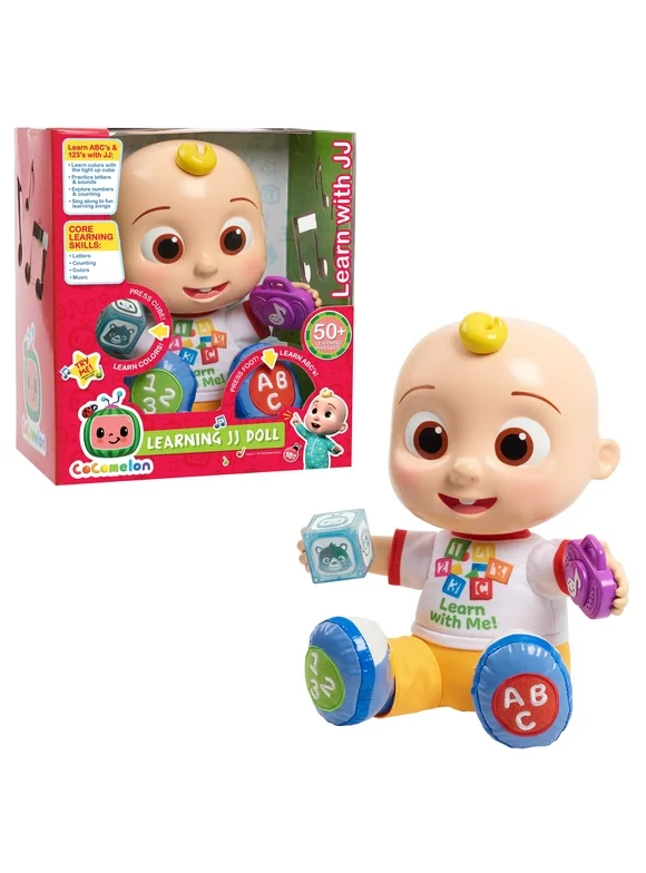 CoComelon Interactive Learning JJ Doll with Lights, Sounds, and Music to Encourage Letter, Number, and Color Recognition, Officially Licensed Kids Toys for Ages 18 Month, Gifts and Presents