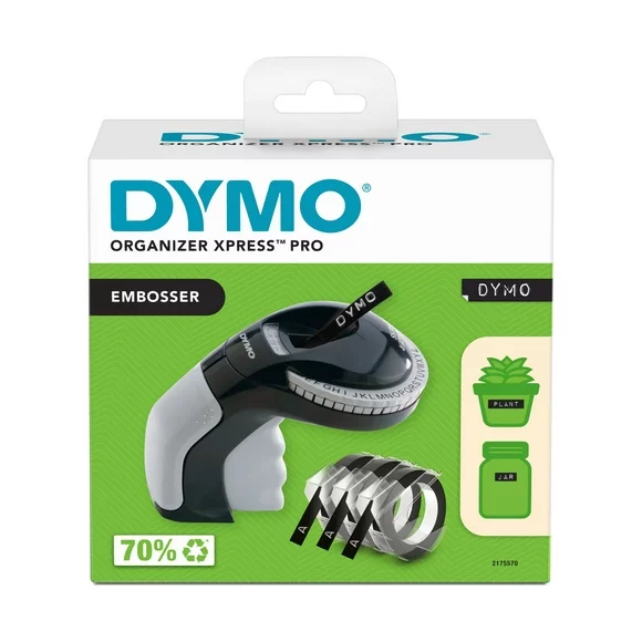 DYMO Organizer Xpress Pro Embossing Label Maker with 3 DYMO Label Tapes, Organizer Xpress Pro Label Printer Starter Kit, Ergonomic Design, For Home, DIY & Crafting