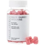 Hello Lovely! Hair Gummy Vitamins For Faster, Stronger, Healthier Hair Skin and Nails, 60 Gummies