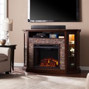 Renstone Corner Media Console with Electric Fireplace, For TV's up to 50", Espresso