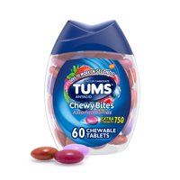 TUMS Chewable Heartburn Relief Antacid Tablets, Peppermint, Berry, 60 Count