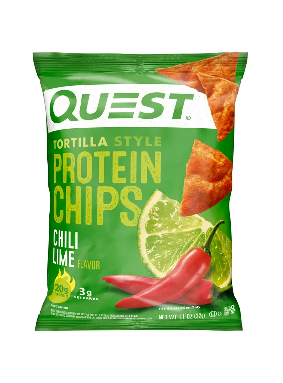 Quest Nutrition, Tortilla Style Protein Chips, Low Carb, High Protein, Chili Lime, 1.1 oz