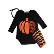 StylesILove Halloween Pumpkin 4-piece Baby Girl Costume Clothing Set (3-6 Months)