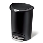simplehuman 50 Liter / 13 Gallon Semi-Round Plastic Step Trash Can, Black