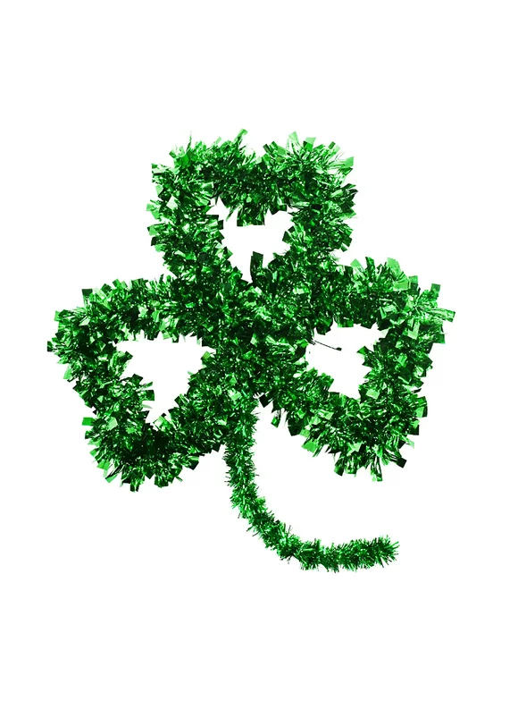 Hanging Garland St Patricks Day Decorations Shamrock Wreath, 11*13" Irish Party Home Outdoor Decor for Front Door Wall Green