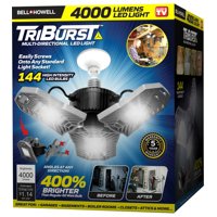 Bell+Howell TriBurst High Intensity Lighting with 144 LED Bulb, Multi-Directional Triple Panel Light for Indoor and Outdoor, Garage Light