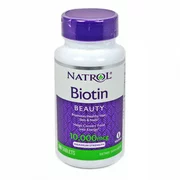 Natrol Biotin 10000 mcg 100 Tablets Hair Skin and Nails