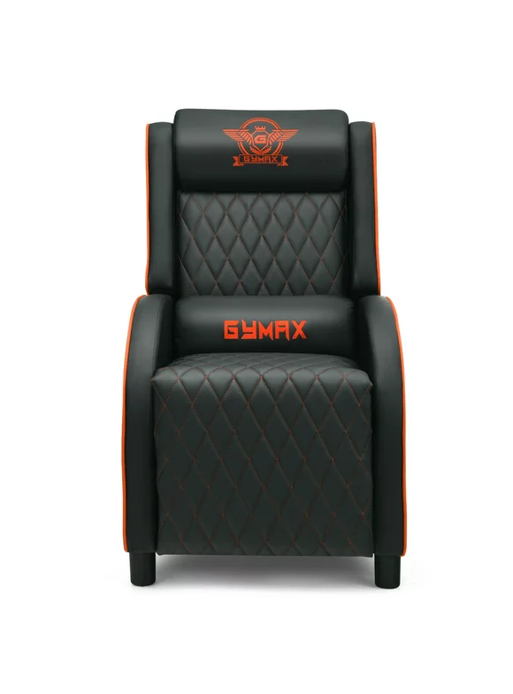 Gymax PU Leather Single Sofa Home Theater Seat Massage Gaming Recliner Chair Orange