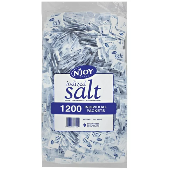 N'JOY Iodized Salt Packets, 0.5g, 1200 Ct