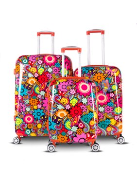 Gabbiano Floral Collection 3-Piece Hardside Spinner Luggage Set