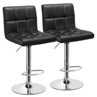 2pcs X-Large Bar Stools Adjustable Modern PU Leather Swivel Stool Chair with Backrest
