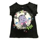 Disney Vampirina Girls' Short Sleeve Shirt, 2T-6X, Pink, Purple, Black