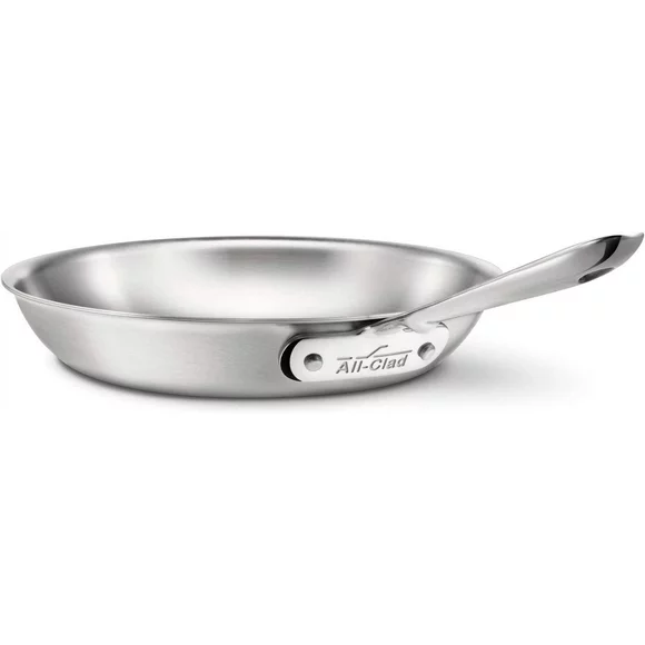 All-Clad BD55112 D5 Brushed 18/10 Stainless Steel 5-Ply Bonded Dishwasher Safe Fry Pan Saute Pan Cookware, 12-Inch, Silver