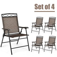 Gymax Fabric Folding Chair (4 Pack), Brown