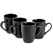 Thyme & Table Drinkware Black Onyx Stoneware 14oz Mugs, 4 Pack