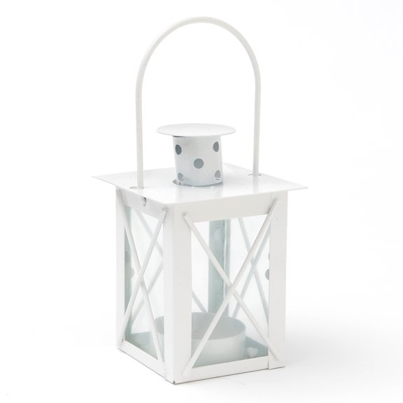 Way to Celebrate 4 in. tall White Metal Lantern, Indoor/Outdoor, 1 Each