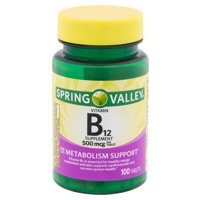 Spring Valley Vitamin B12 Tablets, 500mcg, 100 Count