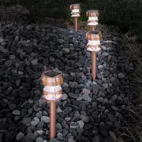 Solar Powered Lights (Set of 4)- LED Outdoor Stake Spotlight Fixture for Gardens, Pathways, and Patios by Pure Garden-Copper