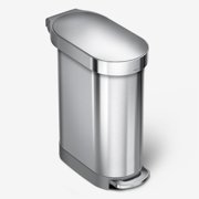 simplehuman 45 Liter / 12 Gallon Slim Hands-Free Kitchen Step Trash Can with Liner Rim, Brushed Stainless Steel