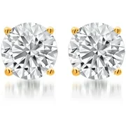 Arista 1/2 Carat T.W. Round White Diamond Women's Stud Earrings in Yellow over Sterling Silver (I-J, I2-I3)